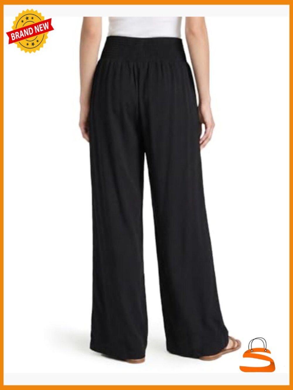 Tall Wide Leg Palazzo Pants High Waisted Flowy with Pockets Long Inseam - Picture 2 of 7